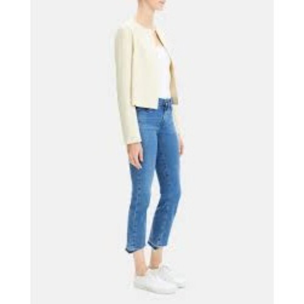 Theory Womens Cropped Jacket Size 12 Light Linen Luxe Beige NWT - Picture 5 of 12